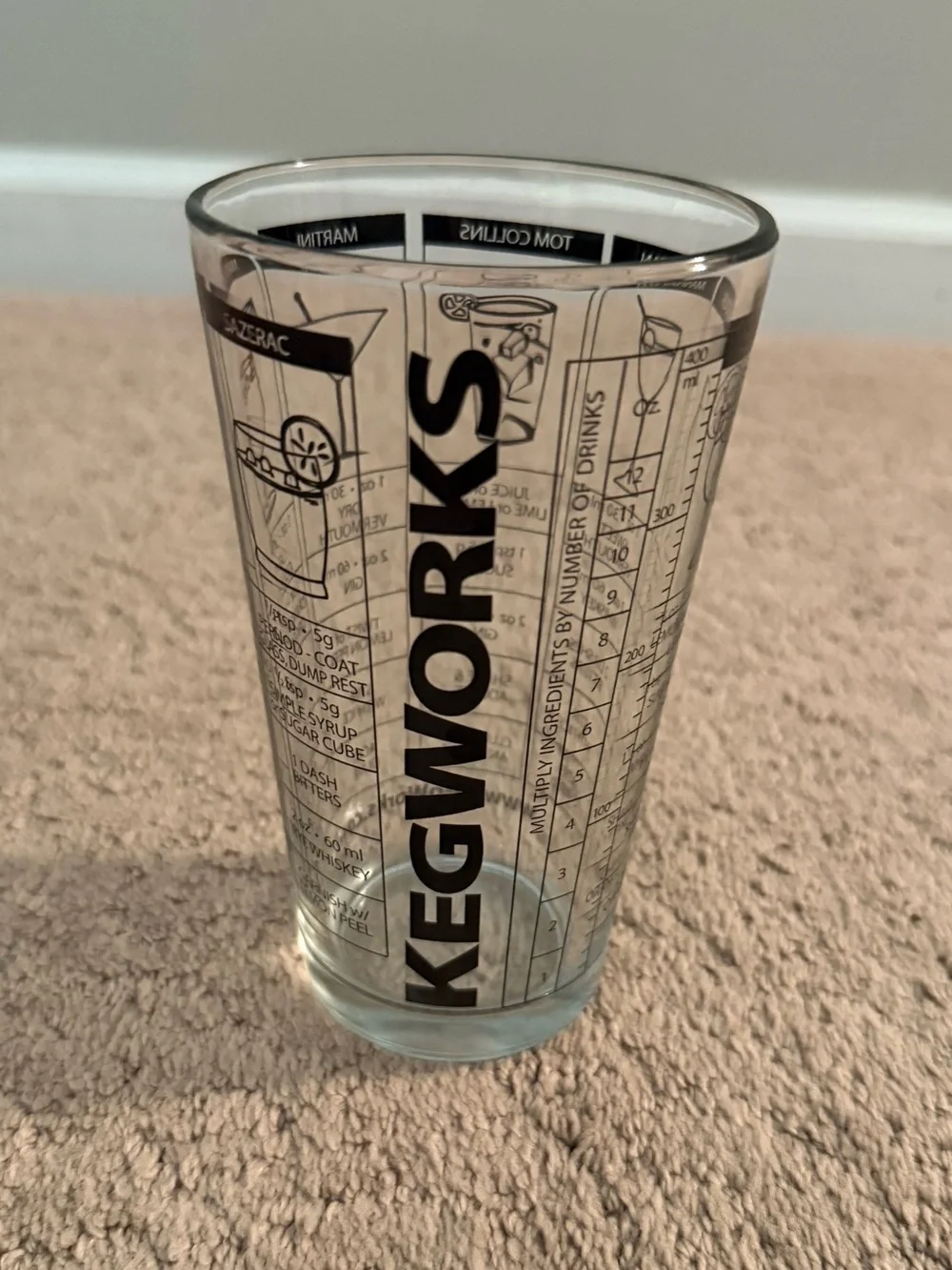KegWorks | Clear Glass Cocktail Recipe Mixing Glass | 16 Oz